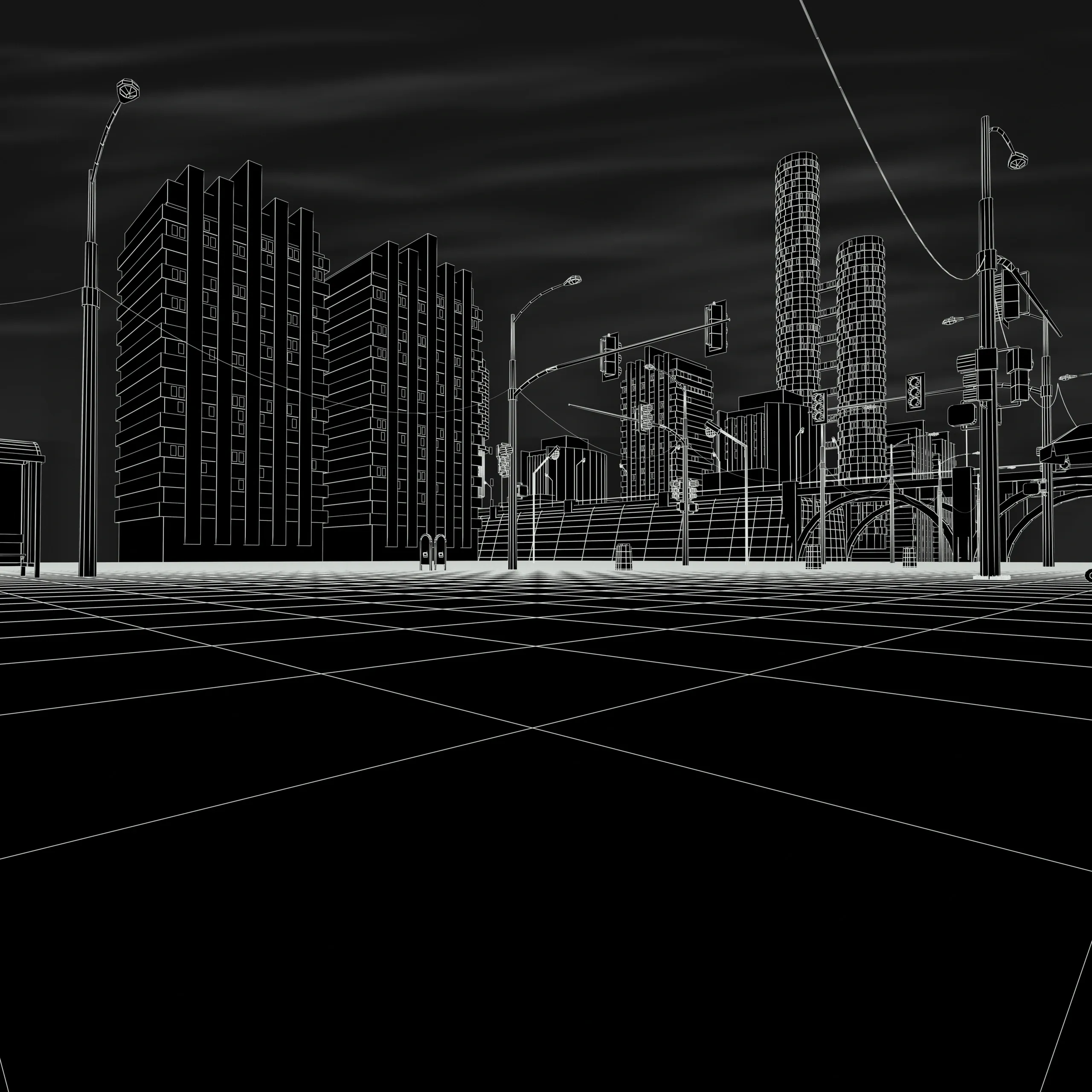 Abstract city skyline in monochrome
