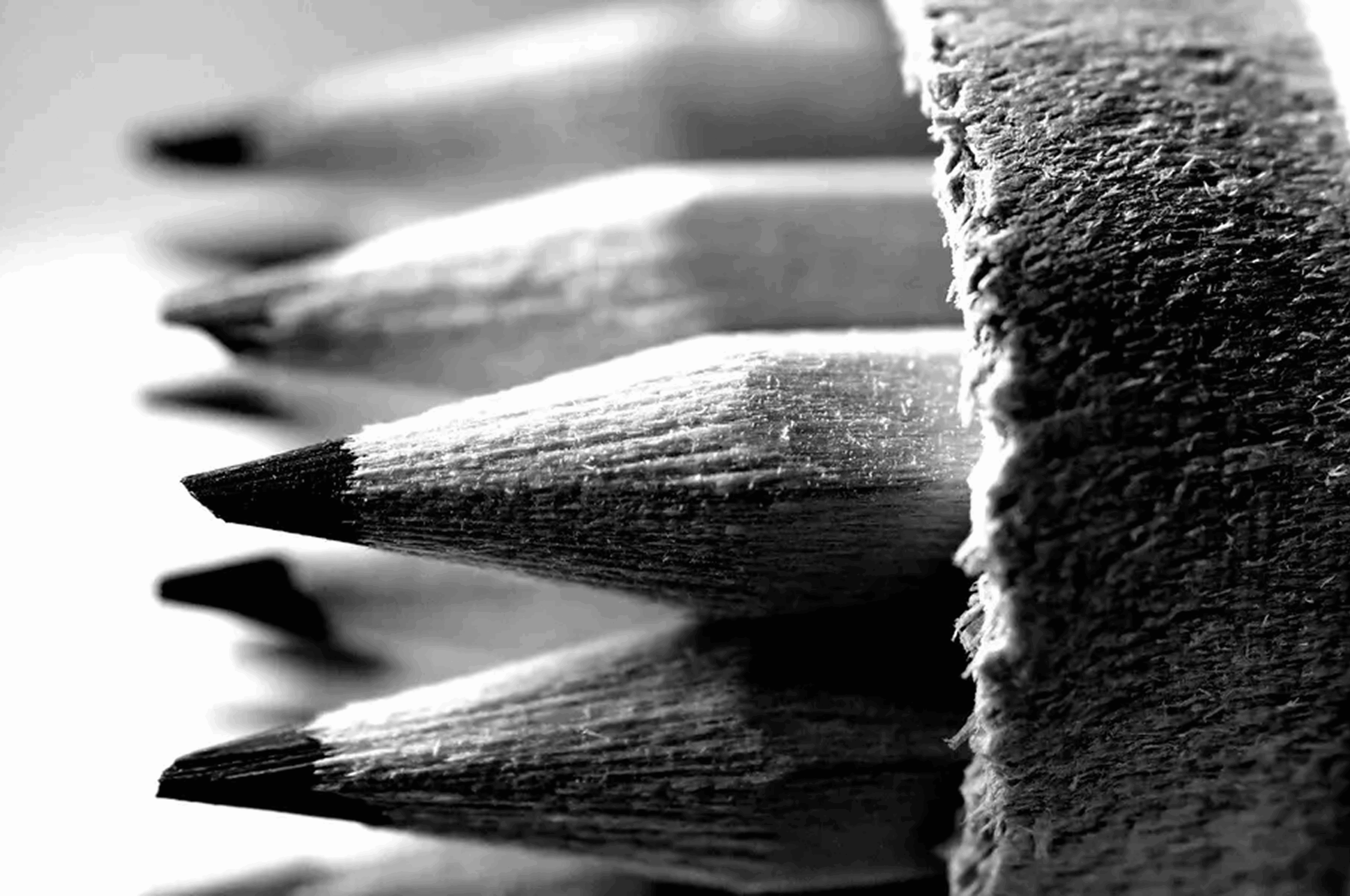 Black and white pencils arranged in circle