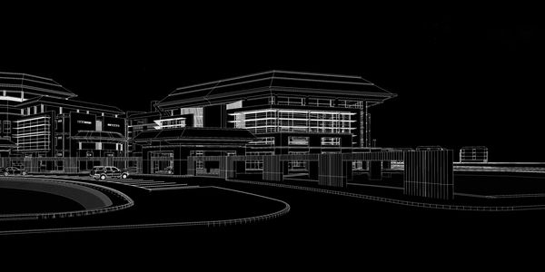 Architectural wireframe of modern buildings